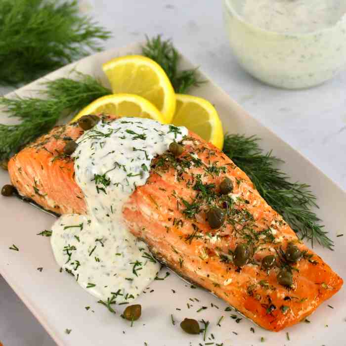 Recipe salmon with dill sauce