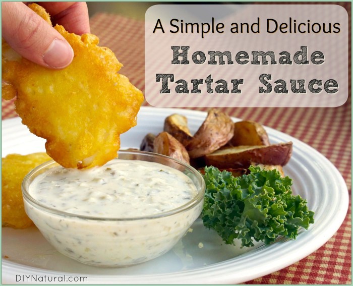 Sauce tartar homemade make recipe ingredients fried cod lemon slices simplywhisked